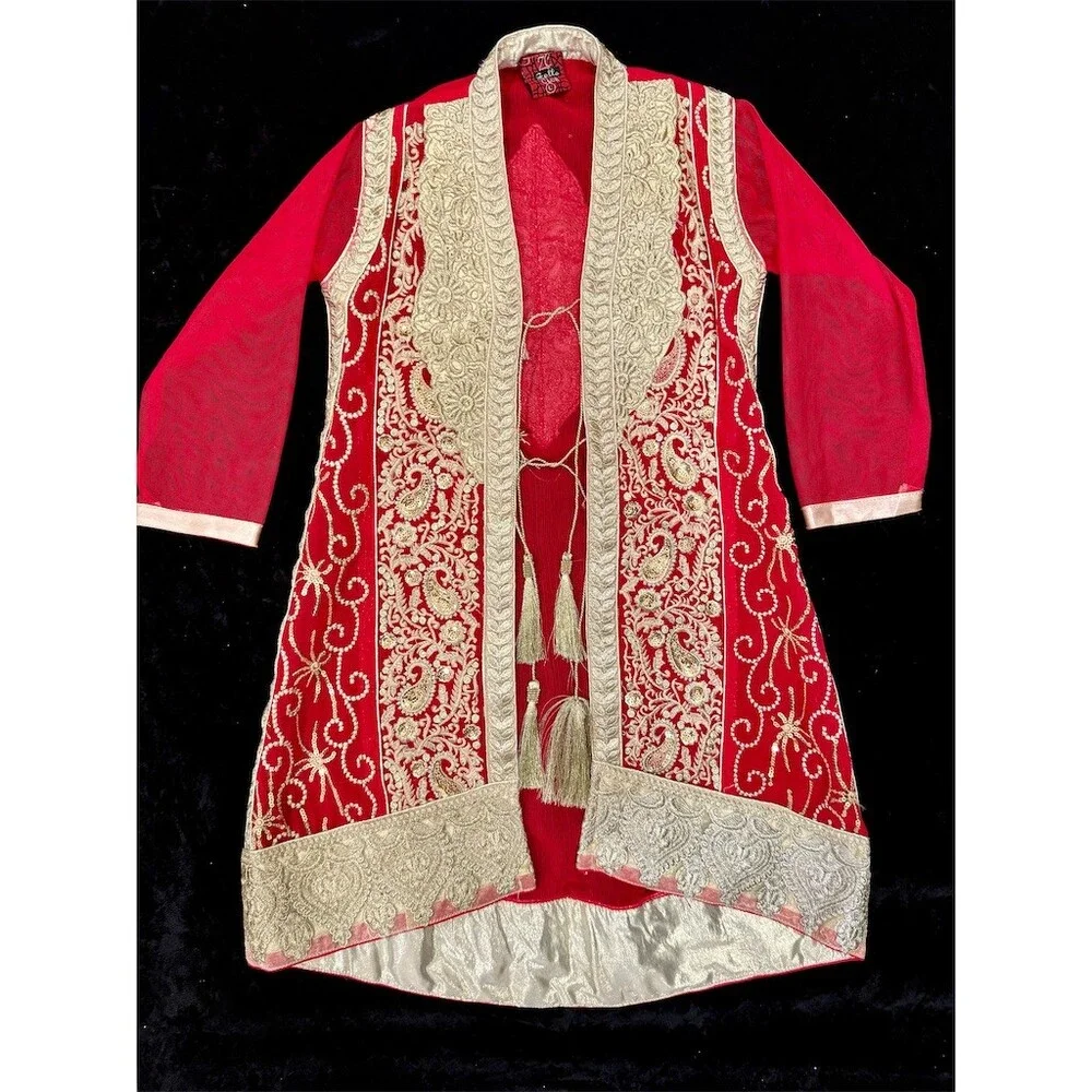 Toddler Girls Pakistani Formal Jacket Dress Outfit Red Embroidered 4T Unique